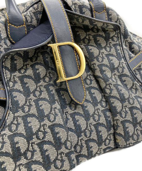 Christian Dior（クリスチャン ディオール）Christian Dior (クリスチャン ディオール) トロッターパターンダブルサドルハンドバック ネイビーの古着・服飾アイテム