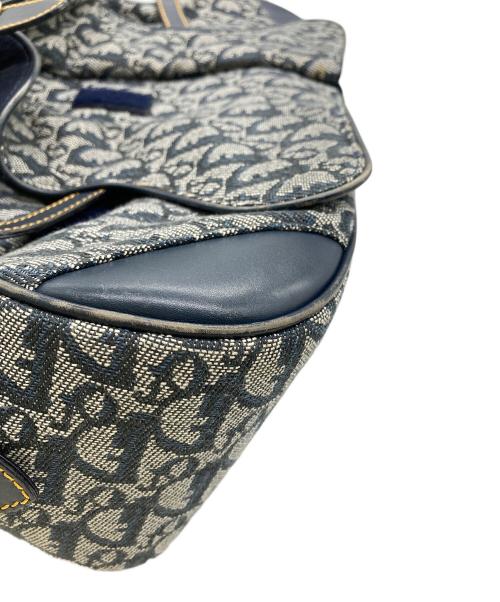 Christian Dior（クリスチャン ディオール）Christian Dior (クリスチャン ディオール) トロッターパターンダブルサドルハンドバック ネイビーの古着・服飾アイテム