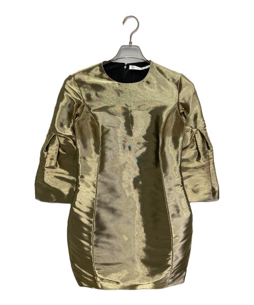 Christian Dior（クリスチャン ディオール）Christian Dior (クリスチャン ディオール) メタリックコクーンワンピース ゴールド サイズ:36の古着・服飾アイテム