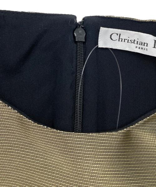 Christian Dior（クリスチャン ディオール）Christian Dior (クリスチャン ディオール) メタリックコクーンワンピース ゴールド サイズ:36の古着・服飾アイテム