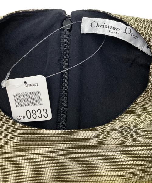 Christian Dior（クリスチャン ディオール）Christian Dior (クリスチャン ディオール) メタリックコクーンワンピース ゴールド サイズ:36の古着・服飾アイテム