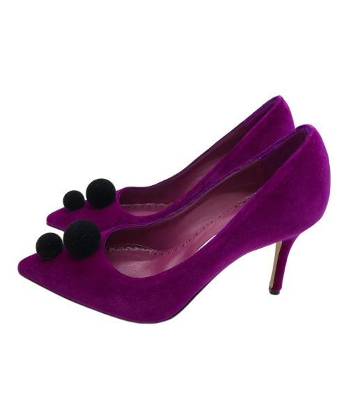 Manolo Blahnik（マノロブラニク）Manolo Blahnik (マノロブラニク) ベルベット ハイヒールパンプス パープル サイズ:37の古着・服飾アイテム