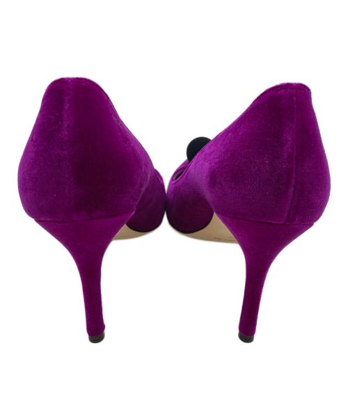 Manolo Blahnik（マノロブラニク）Manolo Blahnik (マノロブラニク) ベルベット ハイヒールパンプス パープル サイズ:37の古着・服飾アイテム