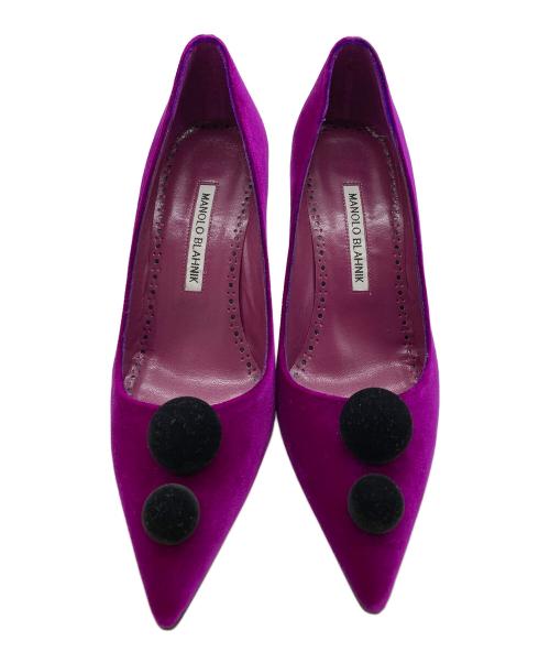 Manolo Blahnik（マノロブラニク）Manolo Blahnik (マノロブラニク) ベルベット ハイヒールパンプス パープル サイズ:37の古着・服飾アイテム