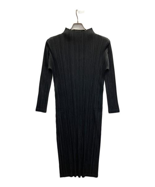PLEATS PLEASE（プリーツプリーズ）PLEATS PLEASE (プリーツプリーズ) プリーツロングスリーブワンピース ブラック サイズ:3の古着・服飾アイテム