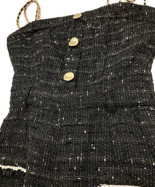 ROYAL PARTY（ロイヤルパーティ）ROYAL PARTY (ロイヤルパーティ) ダブルチェーンストラップツイードオールインワン ブラック サイズ:FREEの古着・服飾アイテム