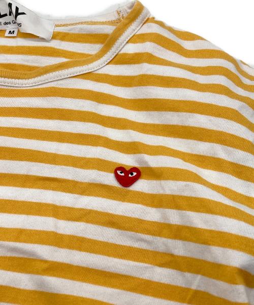 PLAY COMME des GARCONS（プレイコムデギャルソン）PLAY COMME des GARCONS (プレイコムデギャルソン) Small Red Heart Striped L/S T-Shirt オレンジ×ホワイト サイズ:Mの古着・服飾アイテム
