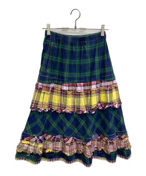 tricot COMME des GARCONS（トリココムデギャルソン）tricot COMME des GARCONS (トリココムデギャルソン) チェックギャザースカート【AD2010】 グリーン サイズ:無の古着・服飾アイテム