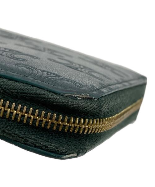 CELINE（セリーヌ）CELINE (セリーヌ) トリオンフ エンボス加工ロングウォレット/トリオンフ ラージ ジップドウォレット グリーンの古着・服飾アイテム
