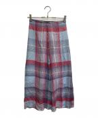 BACCAバッカ）の古着「シルクチェックスカート」｜ブルー