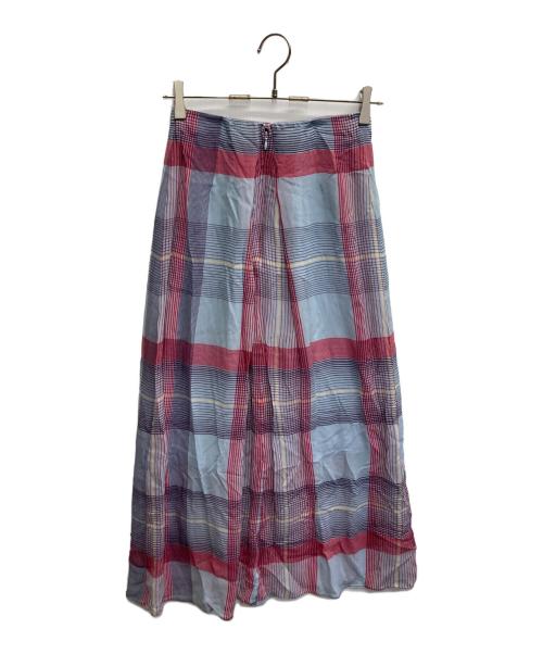 BACCA（バッカ）BACCA (バッカ) シルクチェックスカート ブルー サイズ:34の古着・服飾アイテム