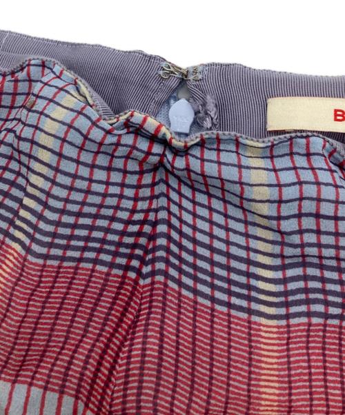 BACCA（バッカ）BACCA (バッカ) シルクチェックスカート ブルー サイズ:34の古着・服飾アイテム