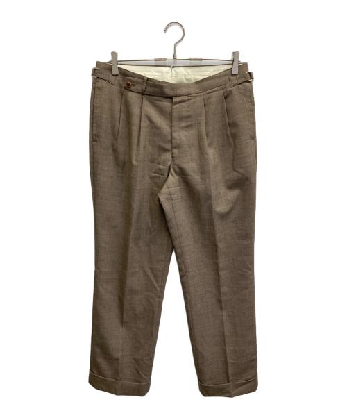 BEAMS F（ビームスエフ）BEAMS F (ビームスエフ) RING JACKET (リングジャケット) トロピカルウール2プリーツスラックスパンツ ブラウン サイズ:48の古着・服飾アイテム