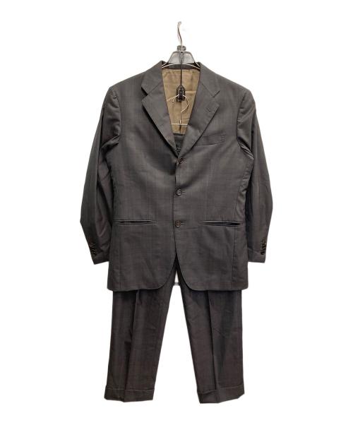 TOMORROW LAND PILGRIM（トゥモローランド ピルグリム）TOMORROW LAND PILGRIM (トゥモローランド ピルグリム) ERMENEGILDO ZEGNA (エルメネジルド・ゼニア) ウールチェックセットアップスーツ ブラウン サイズ:48の古着・服飾アイテム