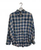 HAREハレ）の古着「ダメージ加工チェックシャツ」｜ブルー