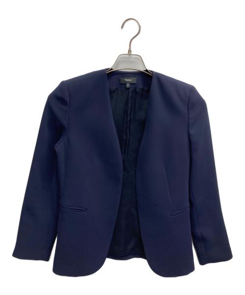 theory（セオリー）theory (セオリー) ノーカラージャケット ネイビーの古着・服飾アイテム