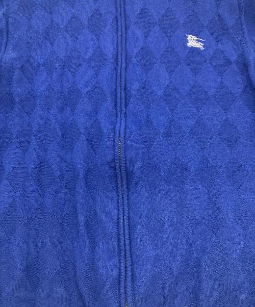 BURBERRY BLACK LABEL（バーバリーブラックレーベル）BURBERRY BLACK LABEL (バーバリーブラックレーベル) アーガイルジップアップニット ブルー サイズ:2の古着・服飾アイテム
