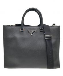 PRADA（プラダ）の古着「サフィアーノ レザー2WAYバック」｜ブラック