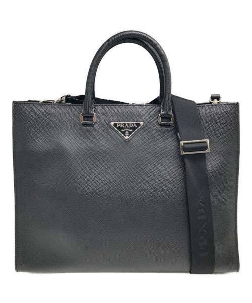 PRADA（プラダ）PRADA (プラダ) サフィアーノ レザー2WAYバック ブラックの古着・服飾アイテム