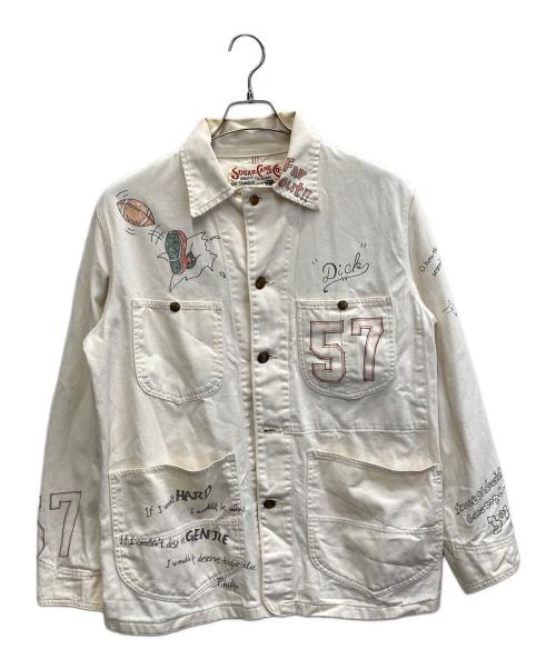 SUGAR CANE（シュガーケーン）SUGAR CANE (シュガーケーン) 落書きカバーオール ベージュ サイズ:38の古着・服飾アイテム