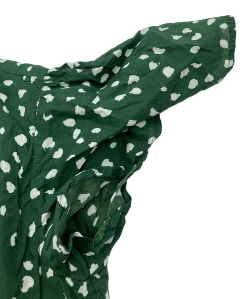 MARIHA（マリハ）MARIHA (マリハ) ランダムドットプリント カシュクールワンピース グリーン×ホワイト サイズ:Sの古着・服飾アイテム