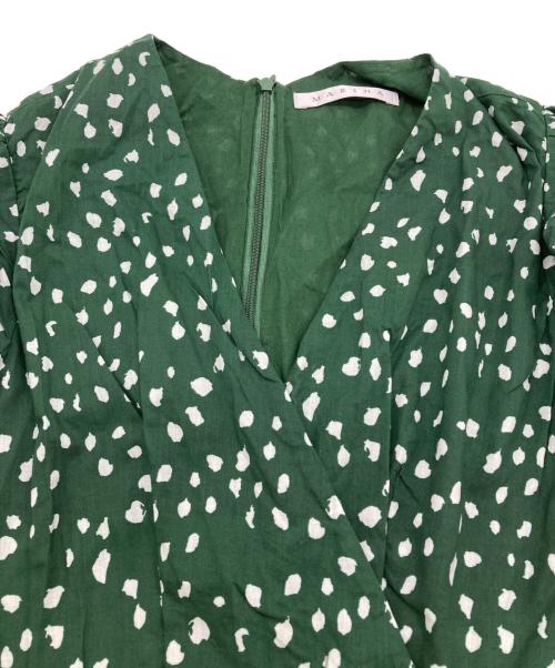 MARIHA（マリハ）MARIHA (マリハ) ランダムドットプリント カシュクールワンピース グリーン×ホワイト サイズ:Sの古着・服飾アイテム