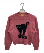 Hysteric Glamourヒステリックグラマー）の古着「BLACK CAT編込 セーター」｜ピンク