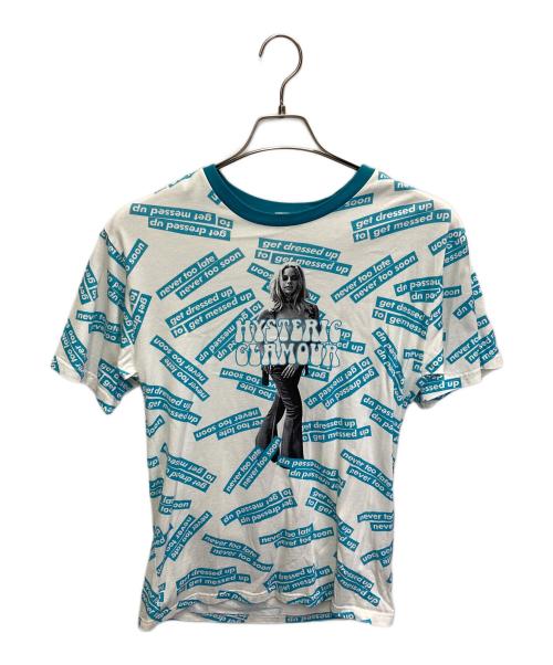 Hysteric Glamour（ヒステリックグラマー）Hysteric Glamour (ヒステリックグラマー) HYS NEVER TOO SOON柄 Tシャツ ブルー サイズ:Sの古着・服飾アイテム