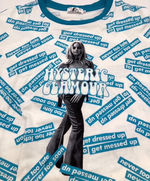 Hysteric Glamour（ヒステリックグラマー）Hysteric Glamour (ヒステリックグラマー) HYS NEVER TOO SOON柄 Tシャツ ブルー サイズ:Sの古着・服飾アイテム