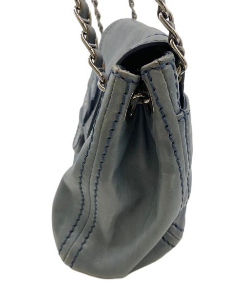 PRADA（プラダ）PRADA (プラダ) チェーンショルダーレザーバッグ ブルーの古着・服飾アイテム