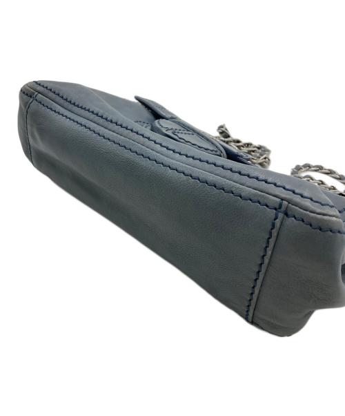 PRADA（プラダ）PRADA (プラダ) チェーンショルダーレザーバッグ ブルーの古着・服飾アイテム