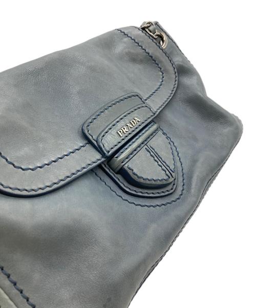 PRADA（プラダ）PRADA (プラダ) チェーンショルダーレザーバッグ ブルーの古着・服飾アイテム