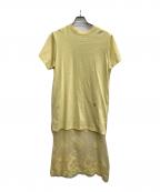 Venitヴェニット）の古着「ORGANZA LACE DRESS 2セットドレス」｜イエロー