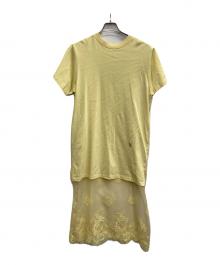 Venit（ヴェニット）の古着「ORGANZA LACE DRESS 2セットドレス」｜イエロー