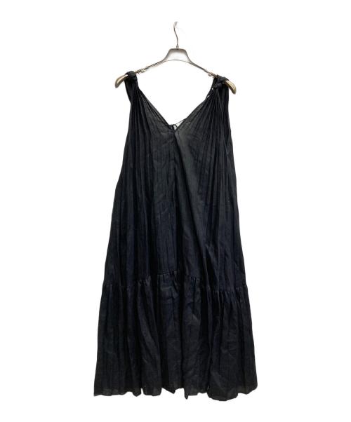 Venit（ヴェニット）venit (ヴェニット) リネンプリーツノースリーブワンピース ブラック サイズ:38の古着・服飾アイテム