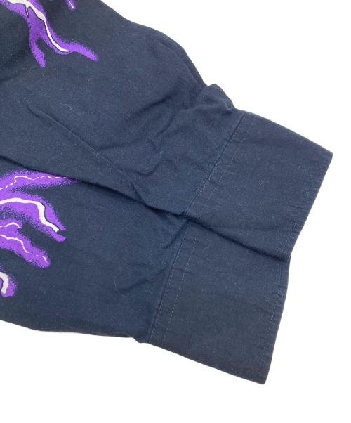 BROOKS&DUNN（ブルックス＆ドゥン）BROOKS&DUNN (ブルックス＆ドゥン) サンダーファイヤープリントウエスタン長袖シャツ ブラック×パープル サイズ:17-35の古着・服飾アイテム