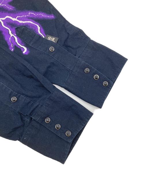 BROOKS&DUNN（ブルックス＆ドゥン）BROOKS&DUNN (ブルックス＆ドゥン) サンダーファイヤープリントウエスタン長袖シャツ ブラック×パープル サイズ:17-35の古着・服飾アイテム