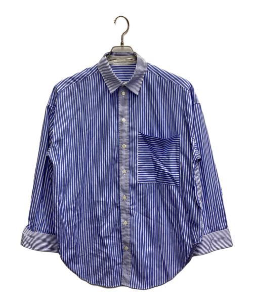 GALERIE VIE（ギャルリーヴィー）GALERIE VIE (ギャルリーヴィー) コントラストストライプ レギュラーシャツ ブルー サイズ:FREEの古着・服飾アイテム
