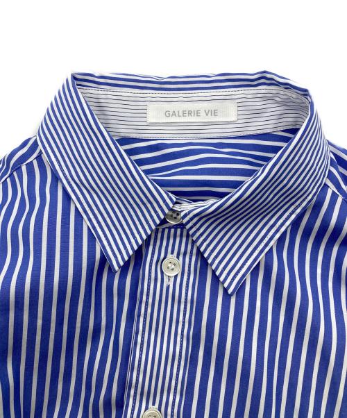 GALERIE VIE（ギャルリーヴィー）GALERIE VIE (ギャルリーヴィー) コントラストストライプ レギュラーシャツ ブルー サイズ:FREEの古着・服飾アイテム
