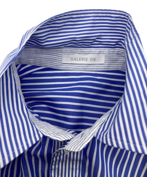 GALERIE VIE（ギャルリーヴィー）GALERIE VIE (ギャルリーヴィー) コントラストストライプ レギュラーシャツ ブルー サイズ:FREEの古着・服飾アイテム