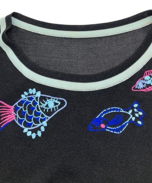 TOKUKO1erVOL（トクコプルミエヴォル）TOKUKO1erVOL (トクコプルミエヴォル) 透かし編みニット ワンピース ネイビー サイズ:9の古着・服飾アイテム