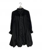 JILL STUARTジルスチュアート）の古着「レースミックスバルーンヘムワンピース」｜ブラック