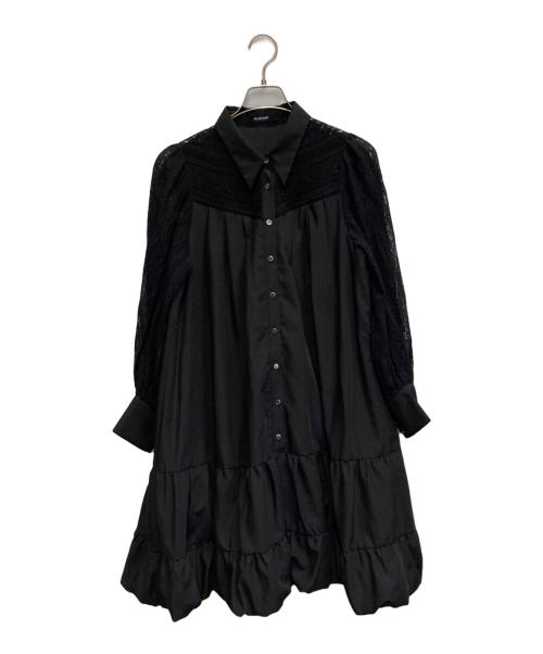 JILL STUART（ジルスチュアート）JILL STUART (ジルスチュアート) レースミックスバルーンヘムワンピース ブラック サイズ:2の古着・服飾アイテム