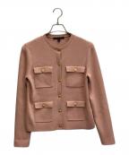 BROOKS BROTHERSブルックスブラザーズ）の古着「金釦ノーカラーニットジャケット」｜ピンク