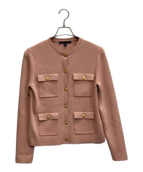 BROOKS BROTHERS（ブルックスブラザーズ）BROOKS BROTHERS (ブルックスブラザーズ) 金釦ノーカラーニットジャケット ピンク サイズ:Mの古着・服飾アイテム