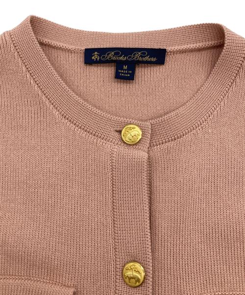 BROOKS BROTHERS（ブルックスブラザーズ）BROOKS BROTHERS (ブルックスブラザーズ) 金釦ノーカラーニットジャケット ピンク サイズ:Mの古着・服飾アイテム