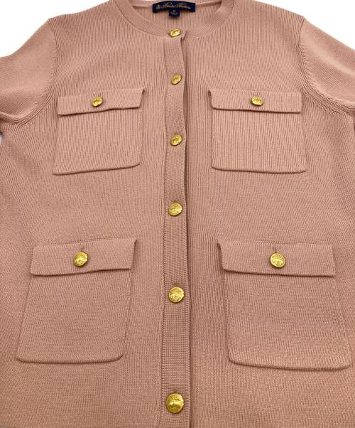 BROOKS BROTHERS（ブルックスブラザーズ）BROOKS BROTHERS (ブルックスブラザーズ) 金釦ノーカラーニットジャケット ピンク サイズ:Mの古着・服飾アイテム