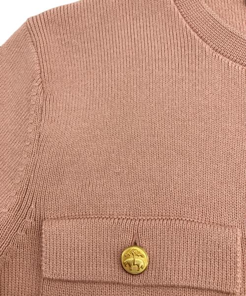 BROOKS BROTHERS（ブルックスブラザーズ）BROOKS BROTHERS (ブルックスブラザーズ) 金釦ノーカラーニットジャケット ピンク サイズ:Mの古着・服飾アイテム