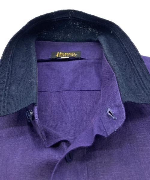 HERNO（ヘルノ）HERNO (ヘルノ) 襟ニット切替シャツ パープル サイズ:48の古着・服飾アイテム