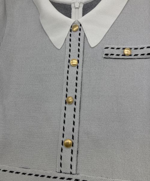 Maglie le cassetto（マーリエ ル カセット）Maglie le cassetto (マーリエ ル カセット) ポロ衿ニットワンピース ホワイト サイズ:FREEの古着・服飾アイテム